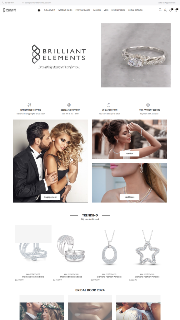 Brilliant Elements - Jewelry B2B Website Development Project